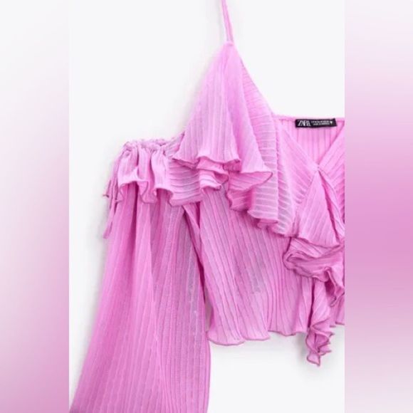 ZARA Ruffled Pleated Top - Picture 3 of 6